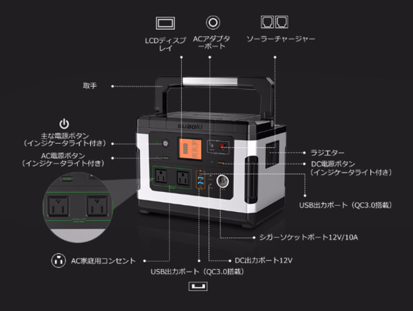 suaoki G500 ポータブル電源スマホ/家電/カメラ